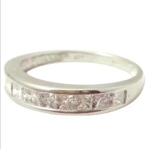 Half infinity Diamond Platinum wedding Band ring